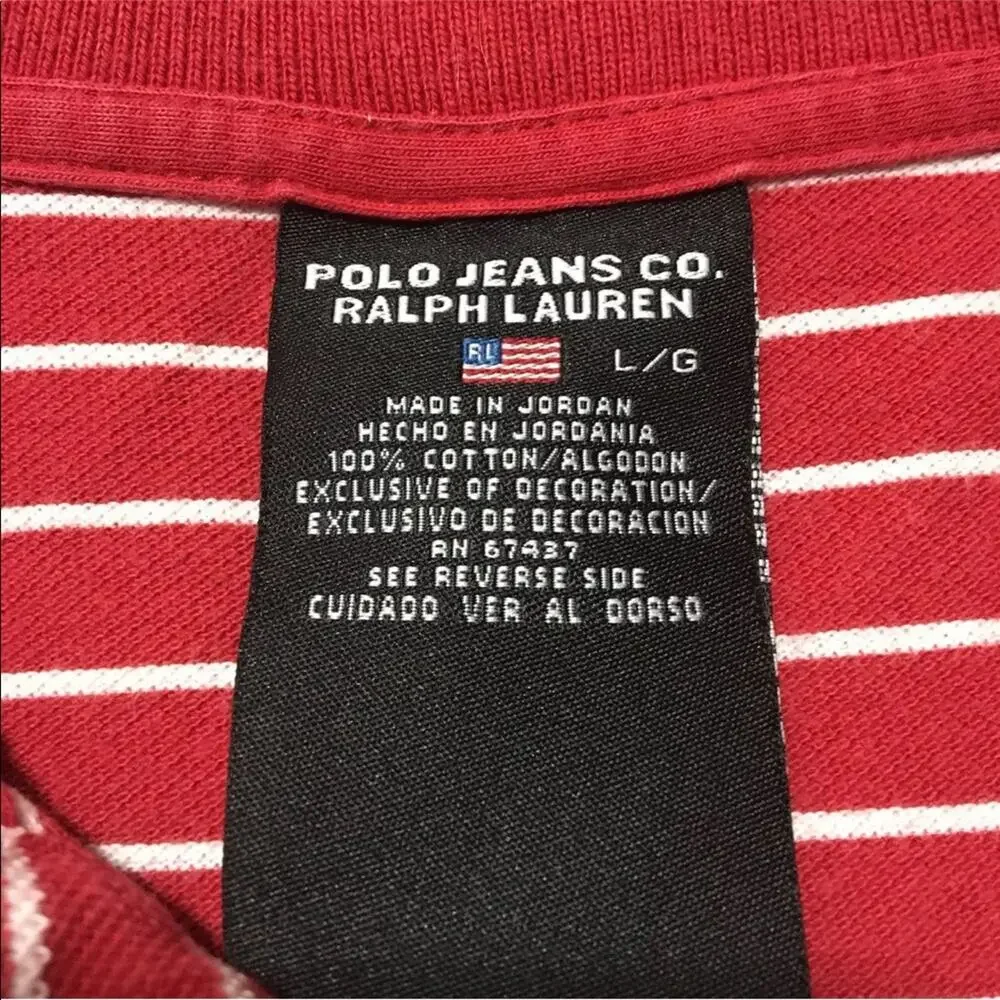 Polo Jeans Co Striped Polo Ralph Lauren Flag Vtg Lg